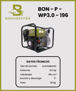 MOTOBOMBA MARCA BONHOEFFER MOD BON-P-WP3.0-196