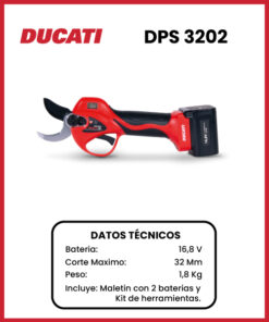 TIJERA DE MANO PARA PODA A BATERIA PICO LORO MARCA DUCATI MOD DPS3202