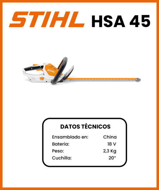 CORTASETOS A BATERIA MARCA STIHL MOD HSA45
