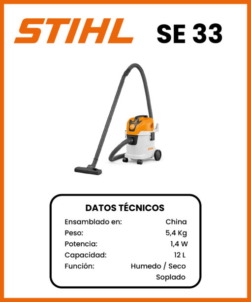 ASPIRADORA ELECTRICA MARCA STIHL MOD SE33
